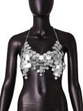 SC Metal Sequins Backless Chain Tank Top GZYY-20470