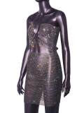 SC Sexy BacklessHalterneck Fishnet Rhinestone Dress GZYY-21277