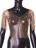 SC Tassel Fishnet Hollow Out Crop Top GZYY-21092