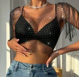 SC Tassel Fishnet Hollow Out Crop Top GZYY-21092