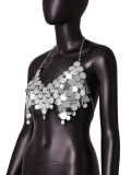 SC Metal Sequins Backless Chain Tank Top GZYY-20470