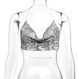 SC Metal-Chain Sequin Halterneck Tube Top GZYY-842