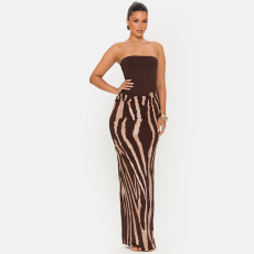 SC Leopard Print Patchwork Tube Top Dress GSZM-C26DS269