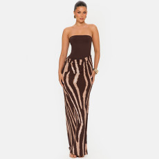 SC Leopard Print Patchwork Tube Top Dress GSZM-C26DS269