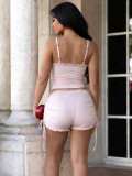 SC Solid Color Sling Tank Top Two Piece Shorts Set MIL-L372