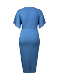SC Plus Size Solid Color Tie Up Maxi Dress GAWE-6767