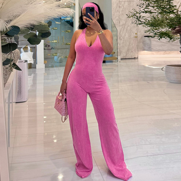 SC Sleeveless Halterneck Print Jumpsuit(With Headscarf) GSZM-D26JP243
