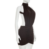 SC Sleeveless Halterneck Backless Ruched Mini Dress GSZM-J26DS292