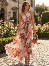 SC Single Shoulder Print Maxi Dress GWDS-260603