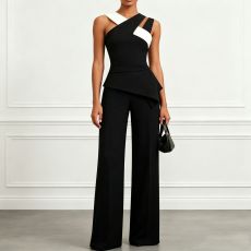 SC Black White Contrast Color 2 Piece Pants Set SHD-9997