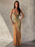 SC Retro Prints Sexy Backless Sling Maxi Dress GXIY-K26L2755