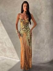 SC Retro Prints Sexy Backless Sling Maxi Dress GXIY-K26L2755