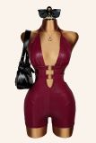 SC Deep V Neck Tie Up Backless Romper GXIY-K26L2733