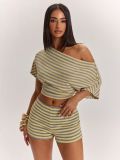 SC Slash Shoulder Short Sleeve T Shirt Shorts Suit GXIY-K26L2793