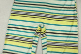 SC Stripe Print U Neck Halterneck Pant Suit GJYO-JS919186
