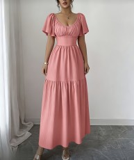 SC Square Neck Bubble Sleeve Maxi Dress GPBY-DR9962