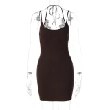 SC Lace Edge Patchwork Sling Mini Dress LJSF-D6621934X