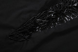 SC Halterneck Backless Tassel Irregular Dress DLSF-K6D12056A