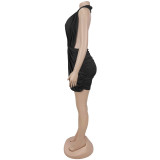 SC Deep V Neck Halterneck Mini Dress BY-7771