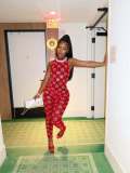 SC Mesh Hot Stamping Sleeveless Jumpsuit MEM-88713
