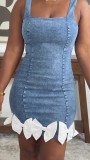 SC Flower Patchwork Denim Sleeveless Dress GADE-6777