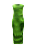 SC Stripe Knits Split Tube Top Dress ZDF-33537