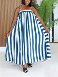 SC Stripe Contrast Color Sling Maxi Dress ZDF-33532