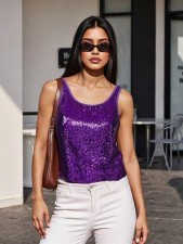 SC Loose Sequin Sleeveless Tops GKYS-3028