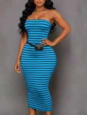 SC Stripe Knits Split Tube Top Dress ZDF-33537