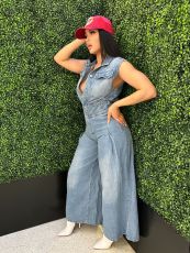 SC Fashion Washed Loose Denim Jumpsuit LX-8614
