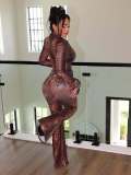 SC Mesh Print Long Sleeve Two Piece Pants Set MEM-88710