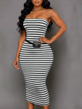 SC Stripe Knits Split Tube Top Dress ZDF-33537