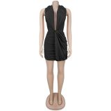 SC Deep V Neck Halterneck Mini Dress BY-7771