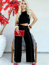 SC Solid Color Sleeveless Tops Pants Suit YH-9030