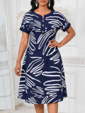SC Print Short Sleeve Midi Dress GYLY-11302
