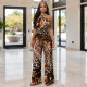 SC Leopard Print Halterneck Tie Up Jumpsuit(Wighout Headscarf)  BY-7723