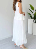 SC Sleeveless Vest Press Pleated Long Skirt Suit GYLY-10901