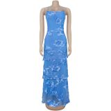 SC Sexy Print Mesh Spaghetti Straps Maxi Dress BY-7710