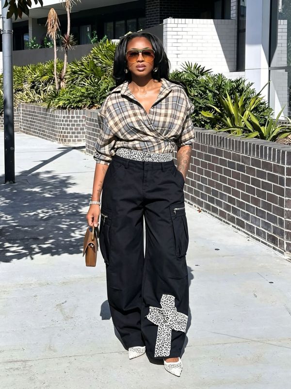 SC Plus Size Leopard Print Patchwork Jeans GYLN-5540