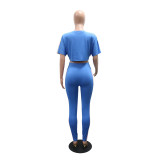SC Color Block O Neck Casual Pants Suit CYA-902407
