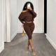 SC Slash Shoulder Loose Long Sleeve Pants Suit GDSF-Q26ST123
