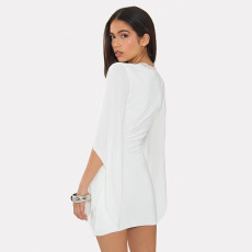 SC Flare Long Sleeve V Neck Mini Dress GSZM-D26DS272