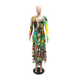 SC Print V Neck Bandage Dress CYA-902428