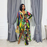 SC Print V Neck Bandage Dress CYA-902428