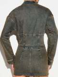 SC Retro Zipper Long Sleeve Denim Romper MEM-88712