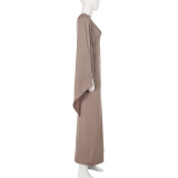 SC Solid Color Bat Sleeve Shawl+Sling Dress 2 Piece Set GPKJ-MR50115