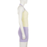SC Contrast Color Sleeveless Sport 3 Piece Shorts Set GPKJ-MR49959