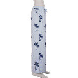 SC Coconut Tree Print Loose Pants GPKJ-MR49450