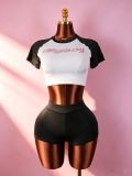 SC Hot Drill Letter Color Block Sport Short Suit GTGE-MH1023