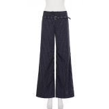 SC Fashion Stripe Belt Straight Pants GPKJ-MR49906